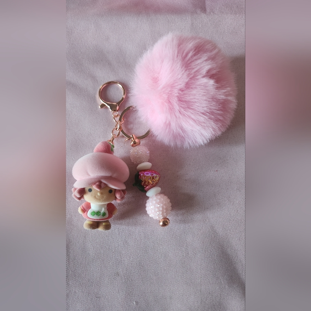 Strawberry Shortcake With Pom Pom Keychain